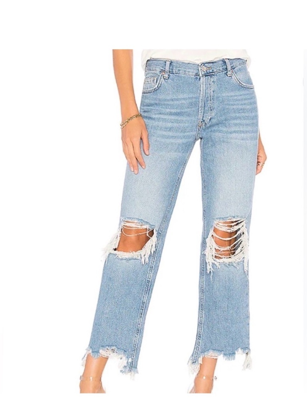 Free People Maggie Mid-Rise Straight-Leg Jeans Gently worn, SZ 27